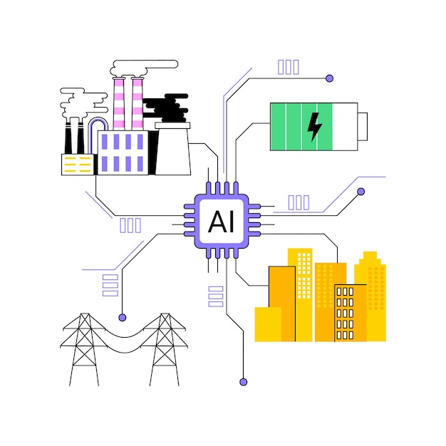 aienhanced energy grid management abstract concept vector illustration energy efficiency and