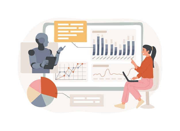 Aipowered advanced data processing abstract concept vector illustration data analysis automate