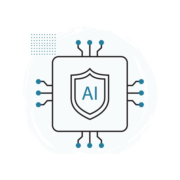 AIPowered Cybersecurity Protection Shield Vector Icon Design