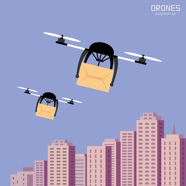 Air drones carrying cardboard