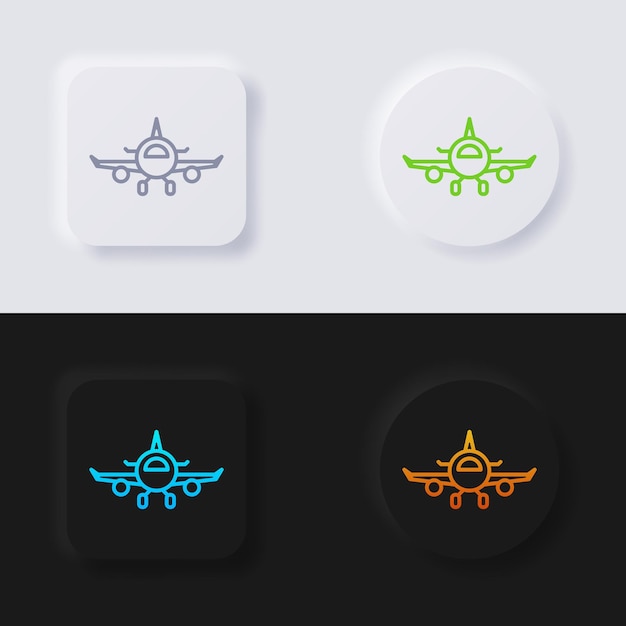 Airplane button icon set Multicolor neumorphism button soft UI Design for Web design Application UI and more Button Vector