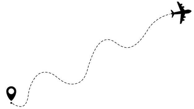 Airplane line path routes Travel vector icon Travel from start point and dotted line tracing