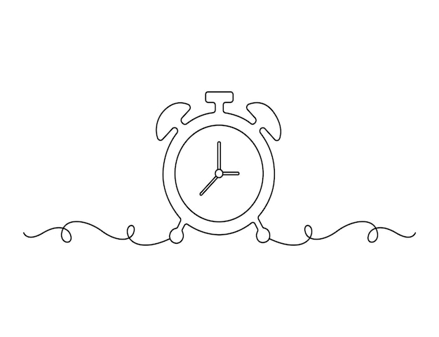 alarm clock continuous one line drawing vector illustration