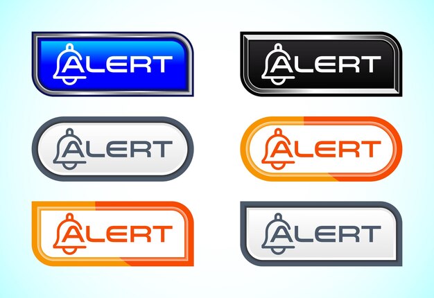 Alert button set of different shapes and colors Suitable for mobile app and website UI design