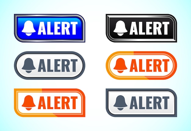 Alert button set of different shapes and colors Suitable for mobile app and website UI design