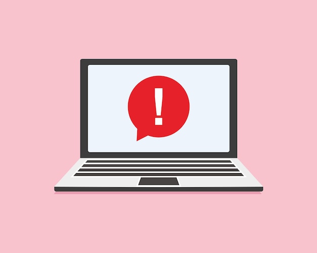alert message laptop notification danger error alerts laptop virus problem or insecure messaging spam problems notifications vector illustration