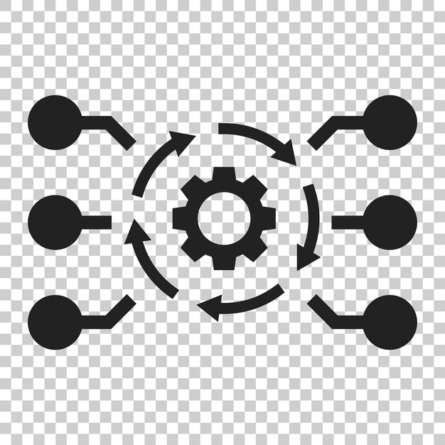 Algorithm api software vector icon in flat style Business gear with arrow illustration on isolated transparent background Algorithm concept