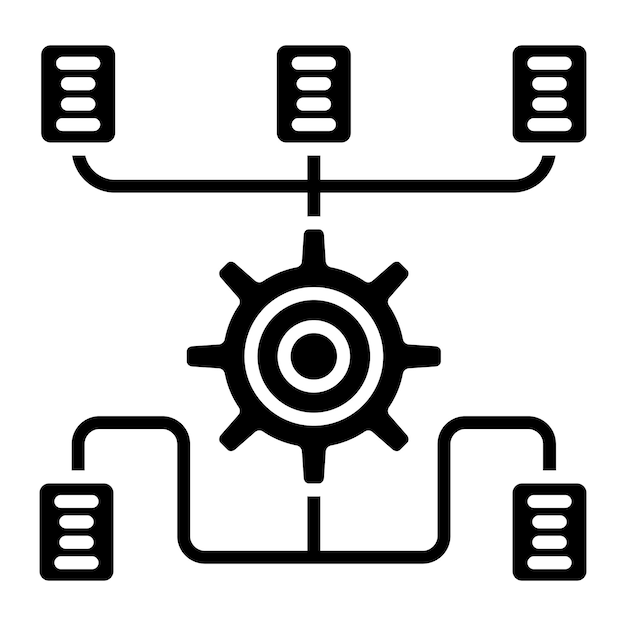 Algorithm Glyph Solid Black Illustration