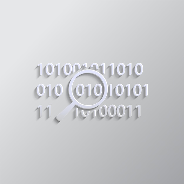 Algorithm search code icon paper style Grey color vector background Paper style vector icon