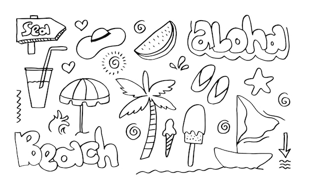 Aloha hand drawn cute doodle illustration,hawaiian design.
