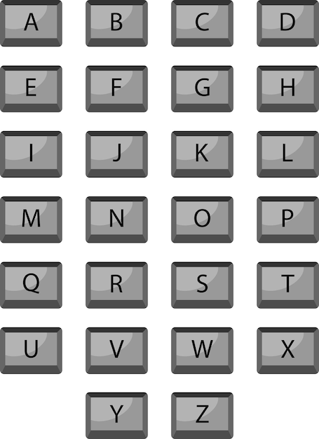 alphabet keyboard buttons keyboard abc alphabet button text computer letter keypad input push sign vector art abstract unusual fashion illustration