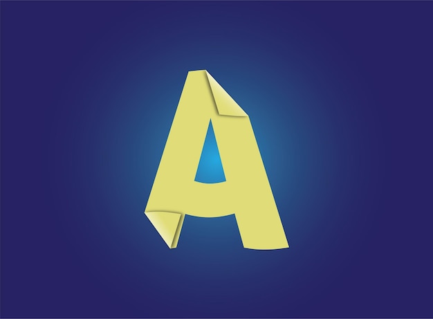 Alphabet letter A Folded sticker 3D