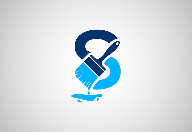 alphabets initial s letter logo with paint brush vector design concept