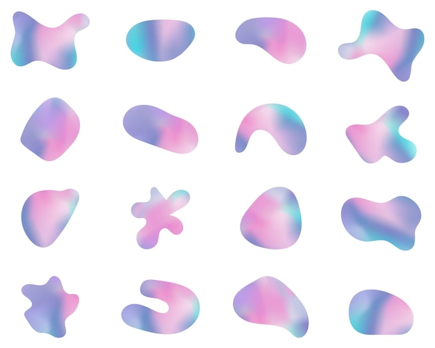 amoeba hologram shapes liquid or fluid banners with geometric frame shapes element collection
