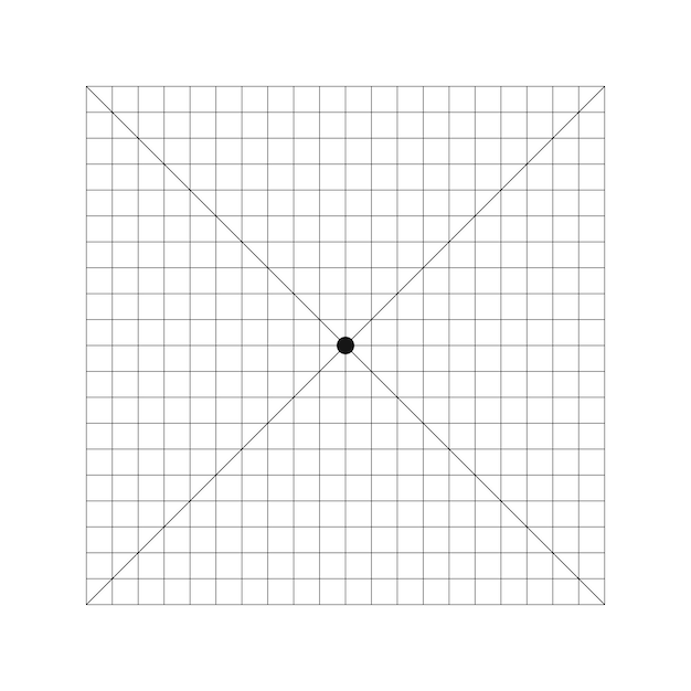 amsler grid chart with dot in center and diagonal cross lines test to monitoring central visual