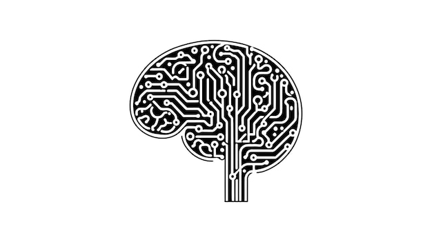 An abstract illustration of an electronic circuit board brain in profile ai artificial intelligence concept