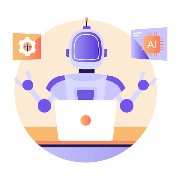 An AI robot assistant in flat illustration