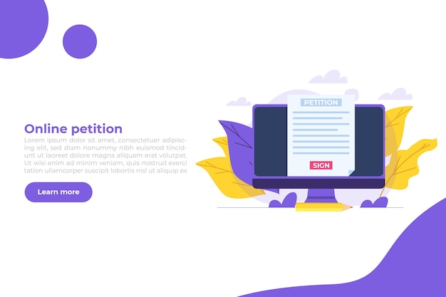 An appeal document or form Petition online concept Vector illustration