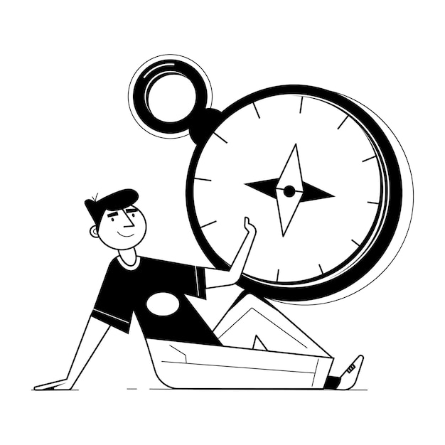 an attractive glyph illustration of tourist compass