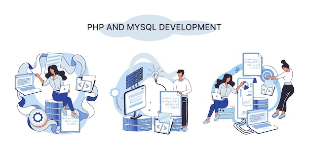 Ẩn dụ phát triển PHP và MySql Phần mềm nhà phát triển trang web với dịch vụ lập trình viên máy tính ngôn ngữ lập trình đa năng mã nguồn mở Cho phép các ứng dụng web tạo chương trình