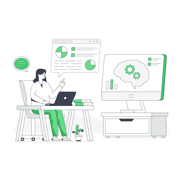 An editable flat illustration of deep learning