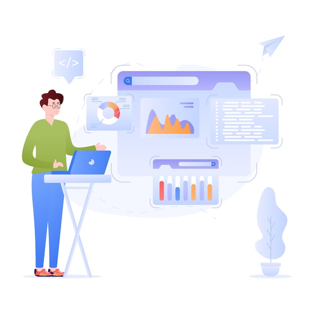 An editable flat illustration of finance manager