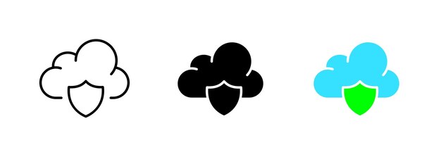 An icon of a cloud with a checkmark representing completion or success in a cloud computing or data storage context Vector set of icons in line black and colorful styles isolated