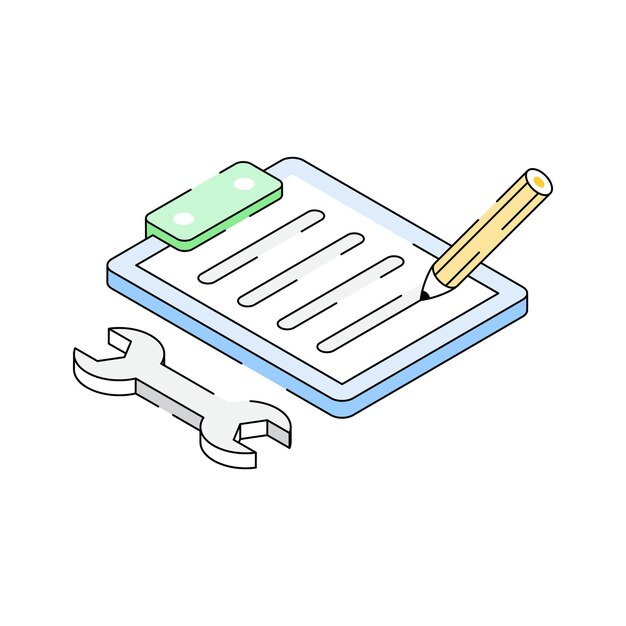 An icon of construction report designed in isometric style