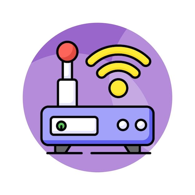 An icon of wifi router shows networking device that enables wireless communication