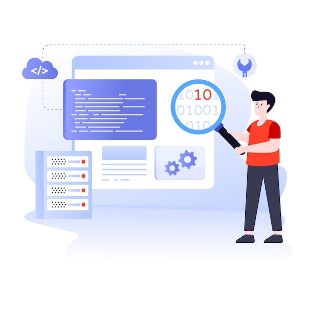 An IT specialist flat illustration premium download