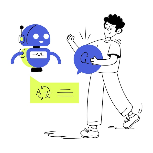 an outline icon of robot assistant