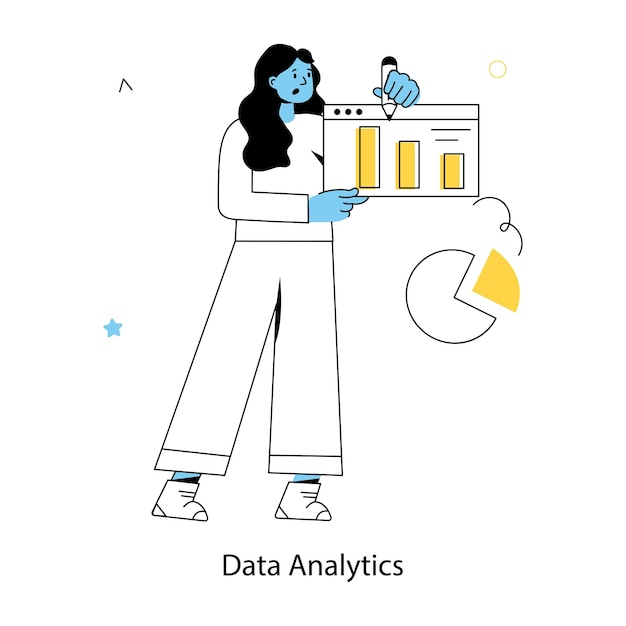 An outline mini illustration of data analytics