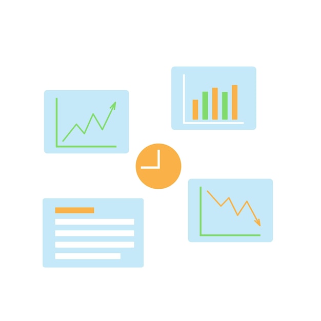 Analytics Vector with Colorful Bar Graph and Line Chart for Dashboard Strategy and Data Projects