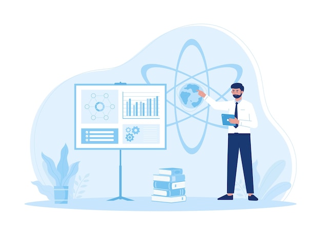 analyze business financial charts concept flat illustration