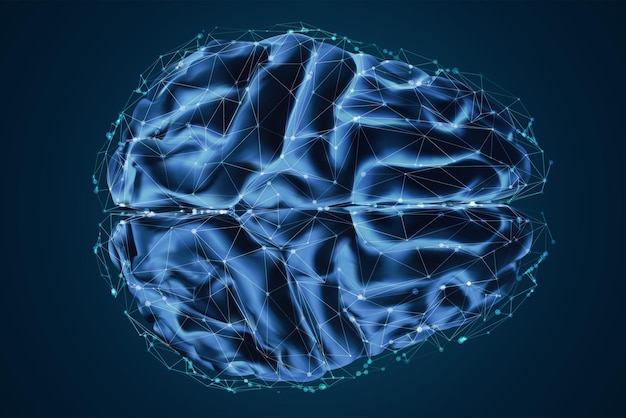 Anatomical human brain mesh vector scientific article design and medical booklet