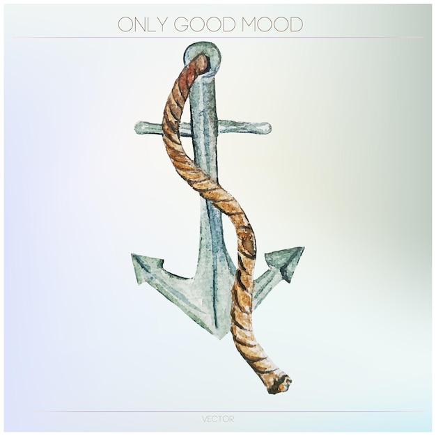 Anchor ship watercolor vector illustration maritime theme rope