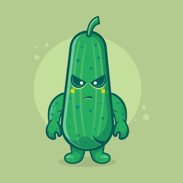 angry cucumber character mascot isolated cartoon in flat style design