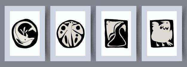 Animal fauna fish birds wall art print