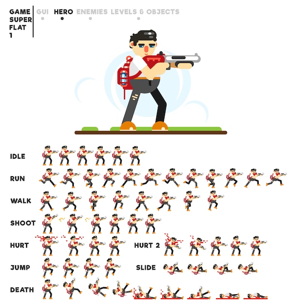 Animation of a guy with a shotgun for creating a video game