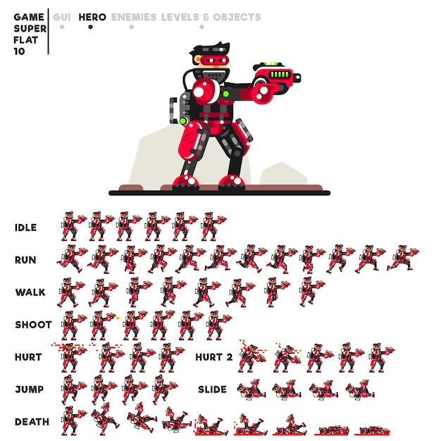 Animation of an advanced soldier with a pistol for creating a video game