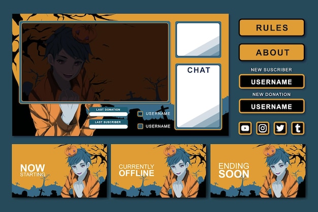 anime gaming stream panel element design