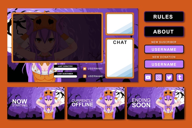 anime gaming stream panel element design