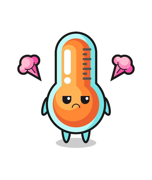 annoyed expression of the cute thermometer cartoon character , cute style design for t shirt, sticker, logo element