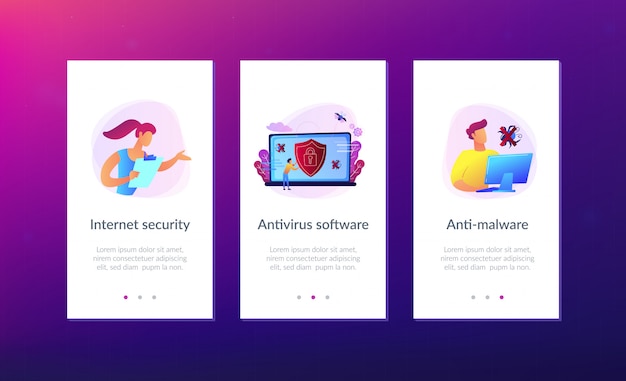 Antivirus software app interface template.