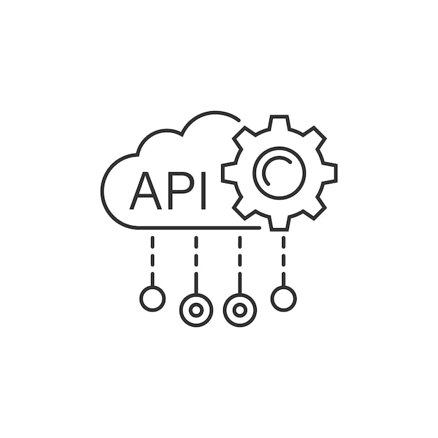 API icon in flat style Software integration vector illustration on isolated background Algorithm programming sign business concept