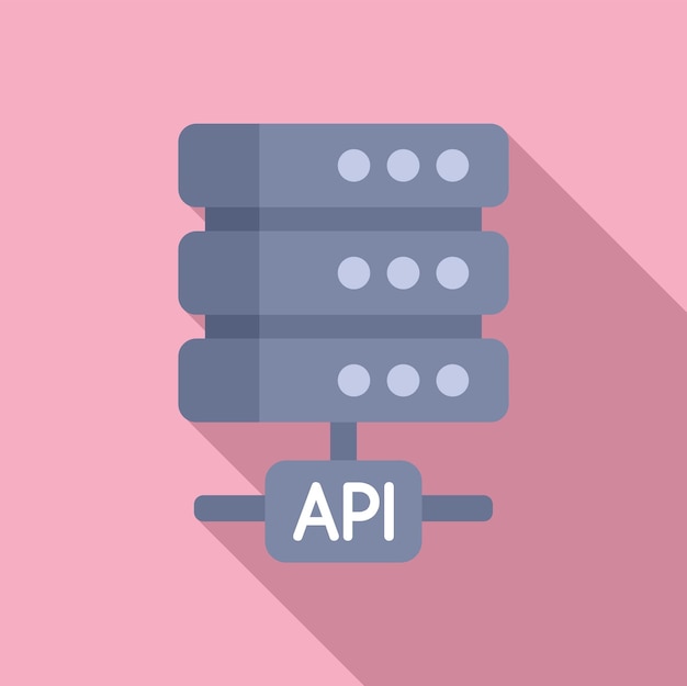 Api server data icon flat vector Gear hosting service Seo coder