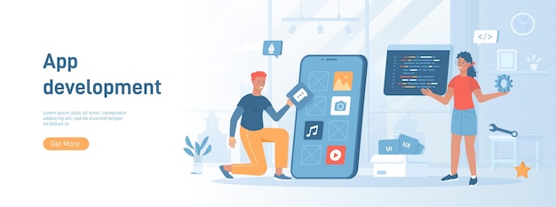 app development create and optimize layouts interfaces for mobile applications flat concept great