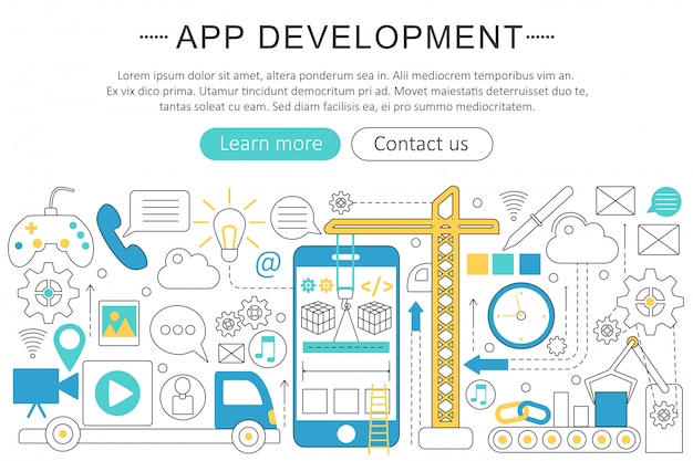 app development flat line concept