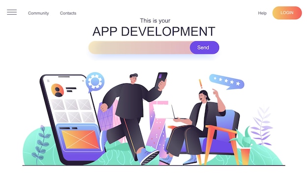 app development web concept for landing page