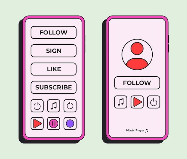 App interface template Multimedia web design pages ui display layouts Audio playing software interface Old nostalgia program with tune track Vector illustration